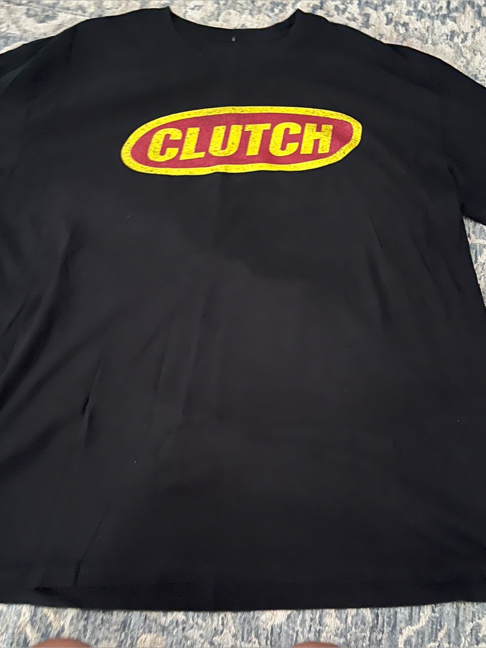 CLUTCH Black Graphic Tee with Yellow & Red Logo